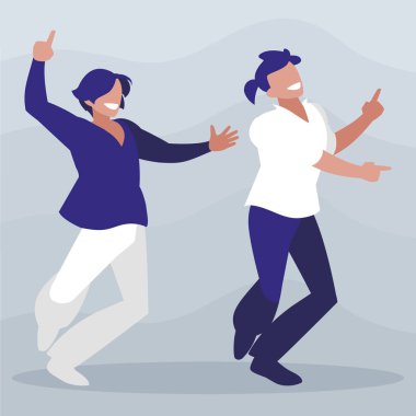 Genç dansçılar çift disko tarzı karakterler