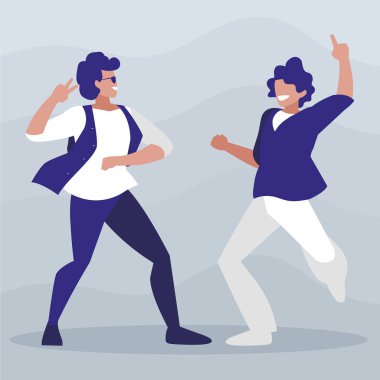 Genç dansçılar çift disko tarzı karakterler