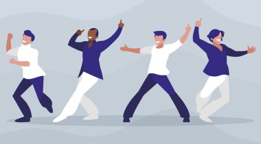 Irklararası dansçılar grup disko tarzı karakterler