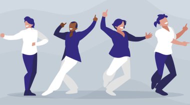 Irklararası dansçılar grup disko tarzı karakterler