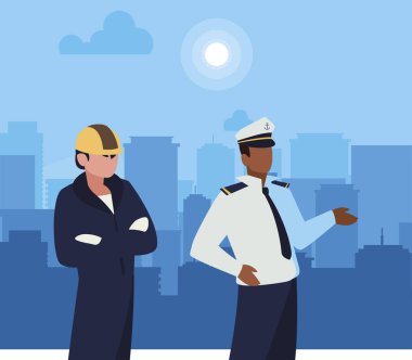 gün doğuşunda Cityscape profesyonel işçiler çift