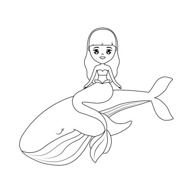 Balina oturan sevimli deniz kızı