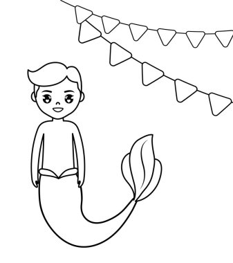 Deniz kızı erkek asılı çelenk ile