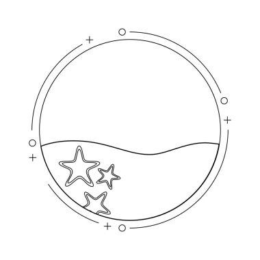 çerçeve starfishes ile dairesel denizde