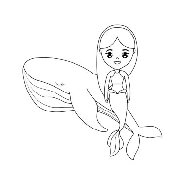 Balina oturan sevimli deniz kızı