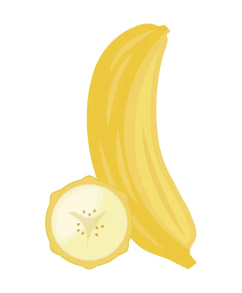 Banane fraîche avec des tranches de fruits sains — Image vectorielle