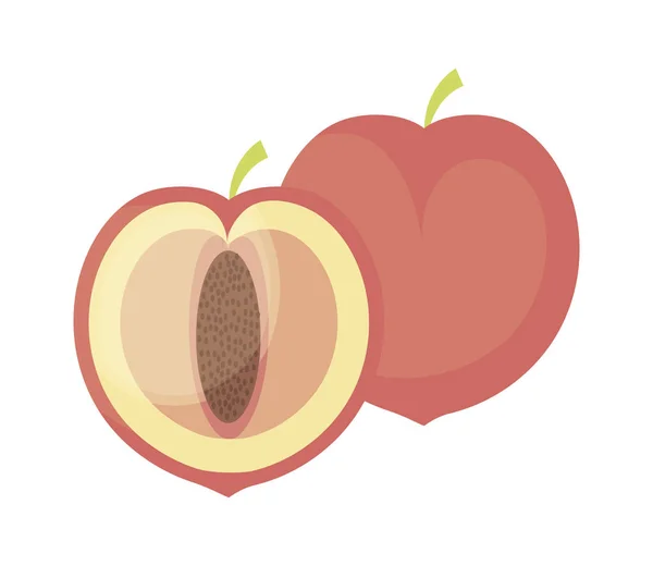 Perziken fruit gezond pictogrammen — Stockvector