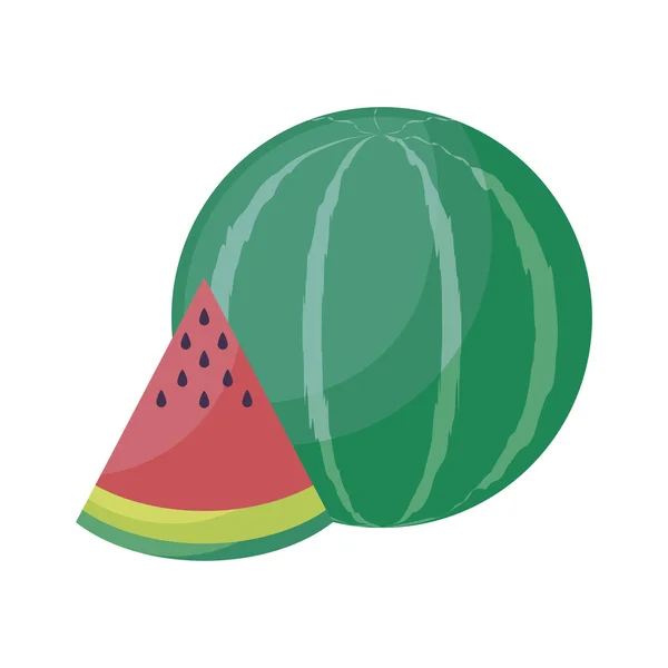 Sandía fresca y frutas en rodajas — Vector de stock