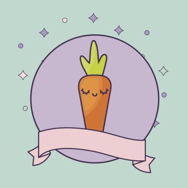 şerit ile taze havuç sebze Kawaii