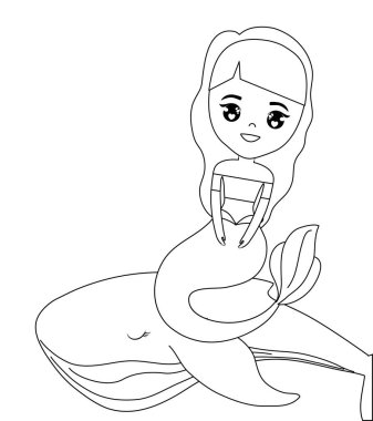 Balina oturan sevimli deniz kızı