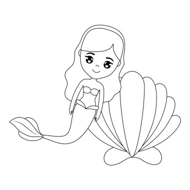 Deniz kabuğu ile şirin deniz kızı