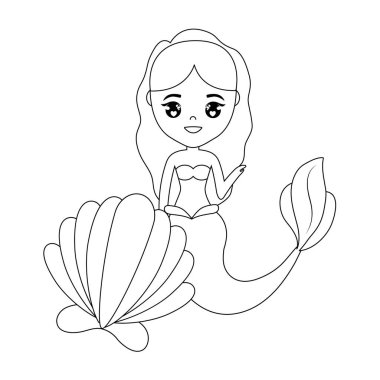 Deniz kabuğu ile şirin deniz kızı