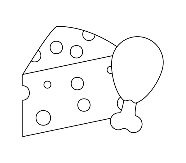 Kuřecí stehno s sýrem izolované ikonou — Stockový vektor