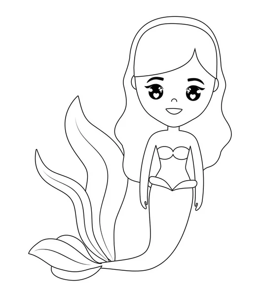 Cute mermaid with seaweed — Stock Vector