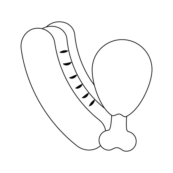 Kippenpoot met Hot Dog geïsoleerde icoon — Stockvector