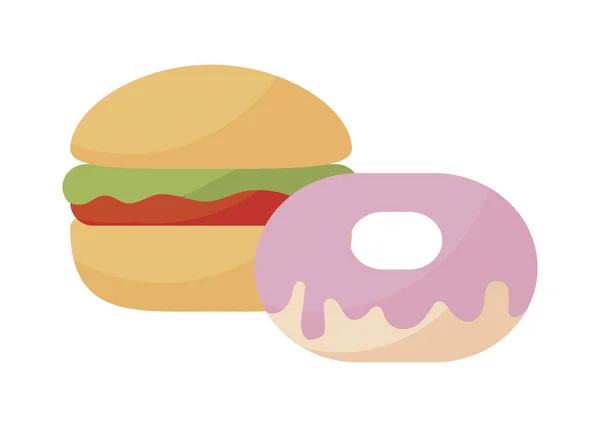 Hambúrguer fast food com donut —  Vetores de Stock
