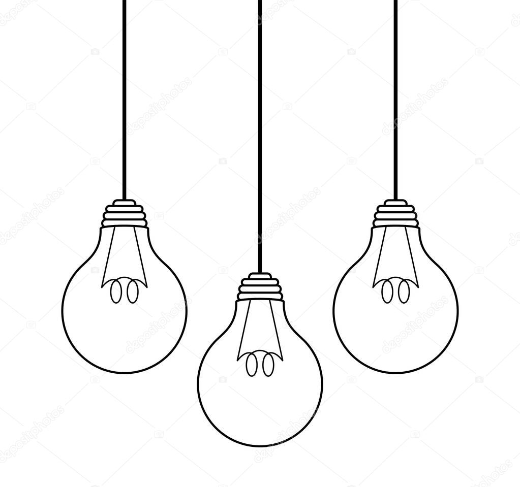 set of light bulbs hanging isolated icon