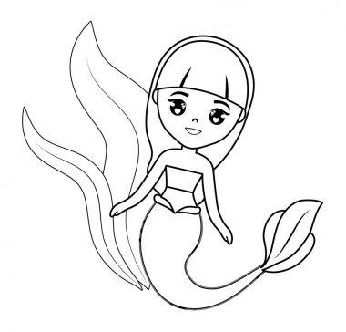 Deniz yosunu ile şirin deniz kızı