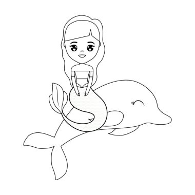 Yunus hayvan oturma sevimli deniz kızı