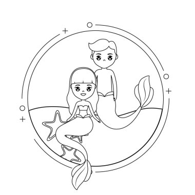 hoş bir çift Deniz kızları deniz çerçevesinde döngüsel