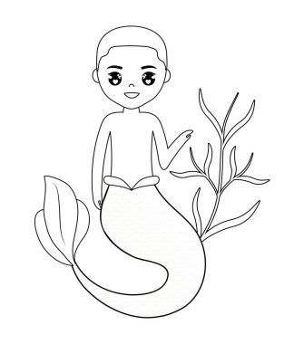 Deniz kızı erkek deniz yosunu ile