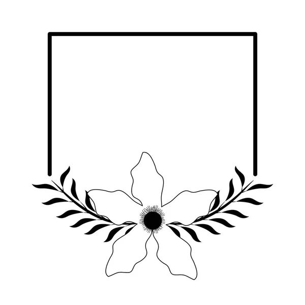 美しい花と葉を持つフレーム — ストックベクタ