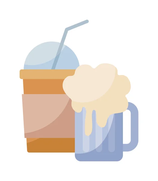 Jar beer with milkshake isolated icon — Stock Vector