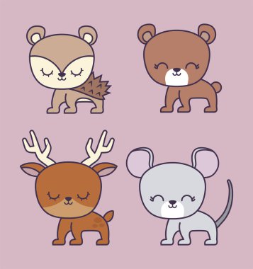 hayvanlar grubu ile sevimli ayı