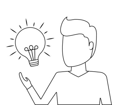 ampul fikir simgesi olan adam