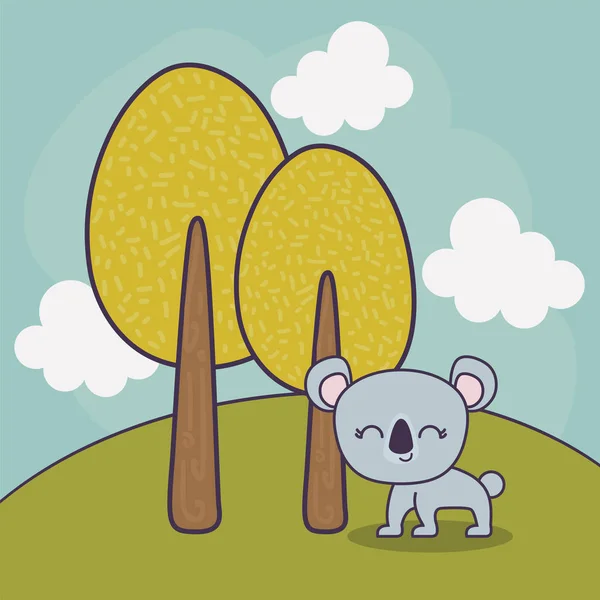 Drăguț koala animal în peisaj — Vector de stoc
