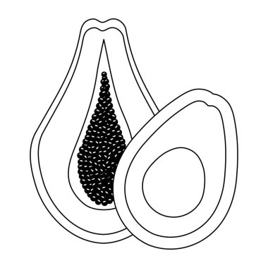 Papaya ve avokado sağlıklı taze yarısı