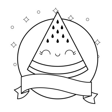 Şerit Kawaii karakteri ile karpuz dilim