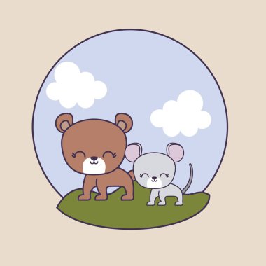 manzara fare ile sevimli ayı