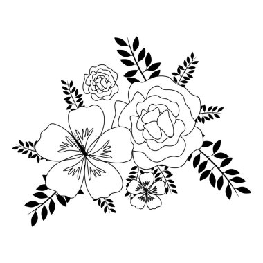 güzel çiçekler ile dallar ve yapraklar