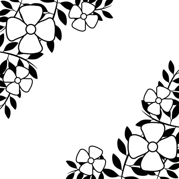 Rahmen aus schönen Blumen mit Zweigen und Blättern — Stockvektor