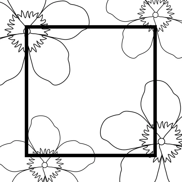 Wzór w kwiaty i ramie kwadratowych — Wektor stockowy