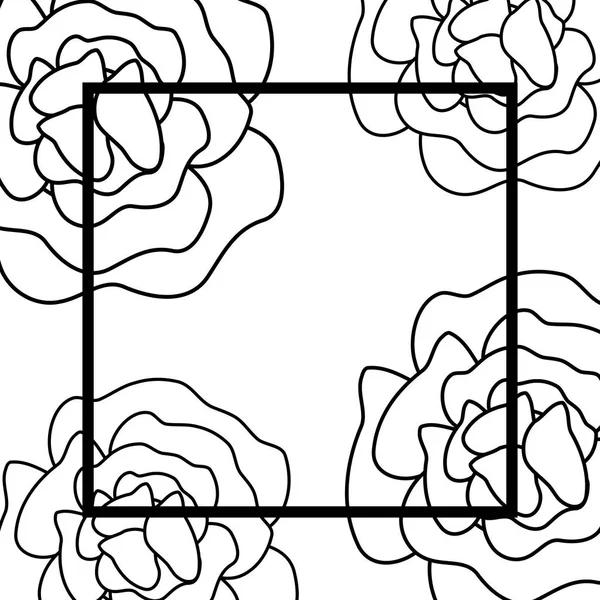 Motif de fleurs et cadre carré — Image vectorielle