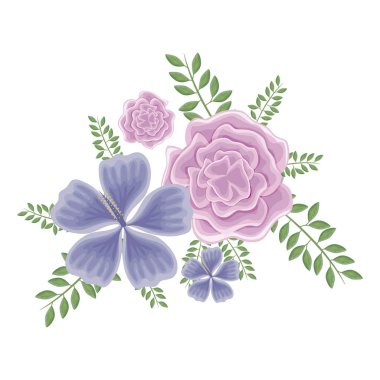 güzel çiçekler ile dallar ve yapraklar