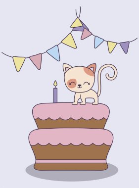 sevimli kedi ve çelenk ile tatlı kek