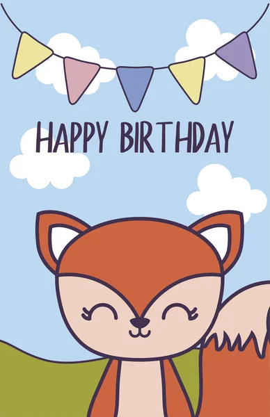 Tarjeta de cumpleaños feliz con ardilla linda — Vector de stock