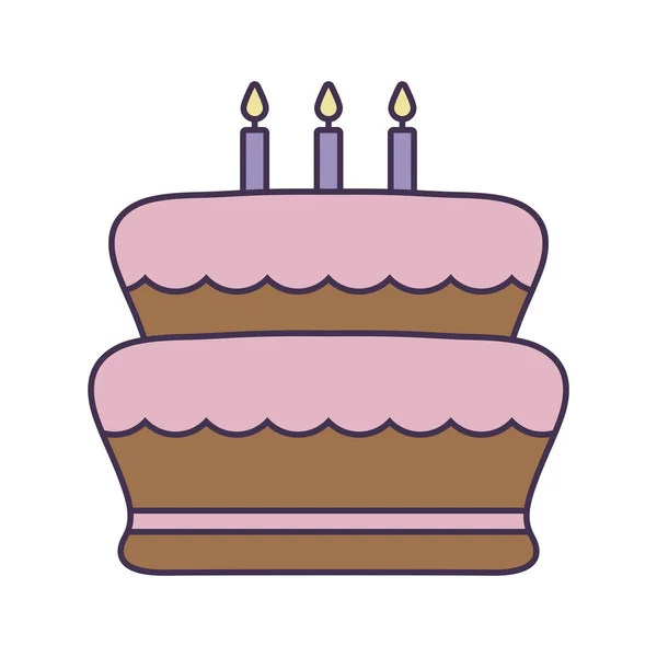 甜蜜的生日蛋糕孤立的图标 — 图库矢量图片