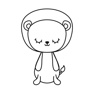 sevimli aslan hayvan izole simgesi