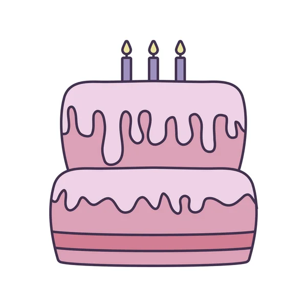 誕生日の甘いケーキ孤立したアイコン — ストックベクタ