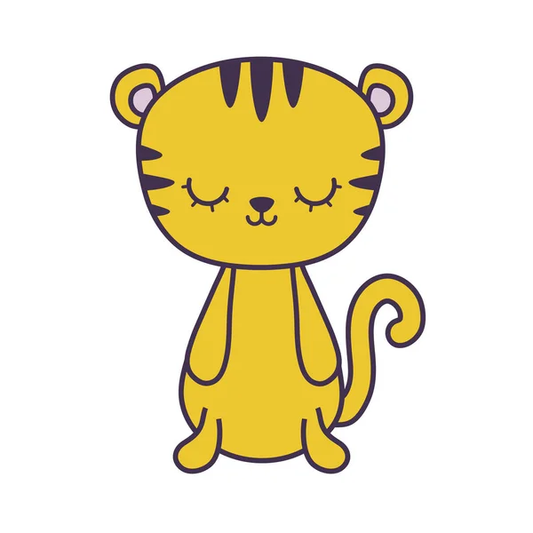 Drăguț tigru animal izolat icon — Vector de stoc