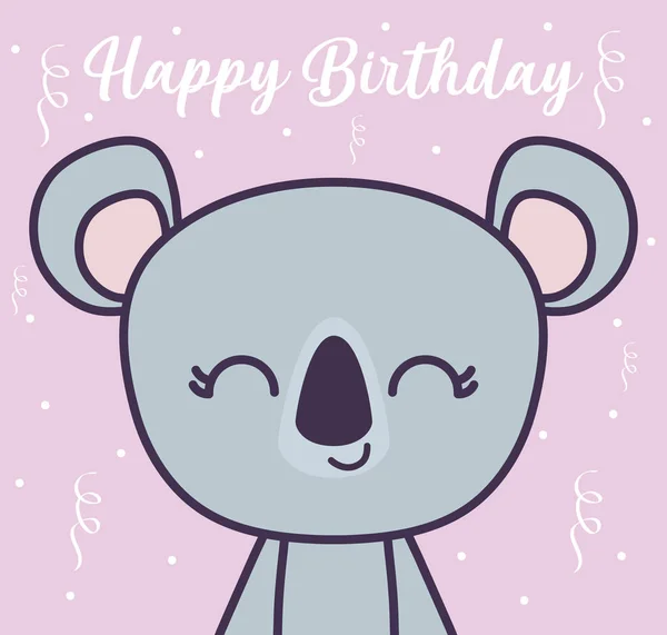 Tarjeta de cumpleaños feliz con koala lindo — Archivo Imágenes Vectoriales