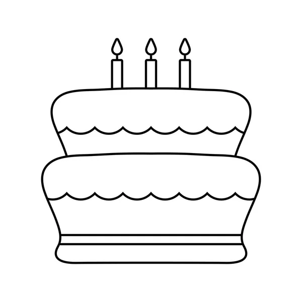 Gâteau sucré d'anniversaire icône isolée — Image vectorielle