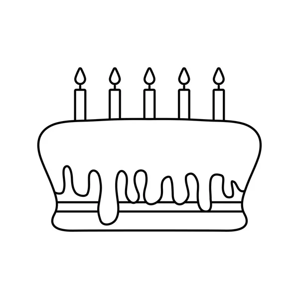 Gâteau sucré d'anniversaire icône isolée — Image vectorielle