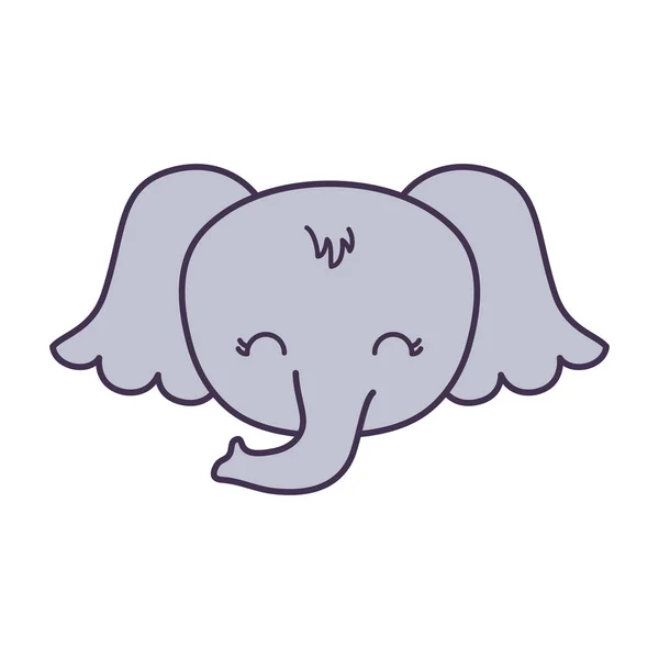 Head of cute elephant animal isolated icon — Stock Vector