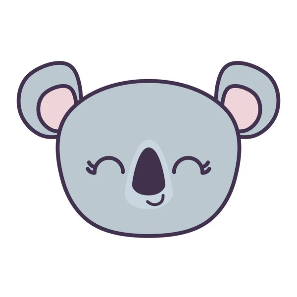 Cabeza de lindo animal koala aislado icono — Vector de stock