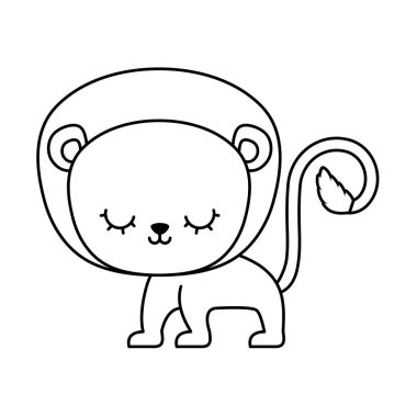 sevimli aslan hayvan izole simgesi
